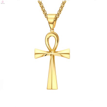 Stainless Steel Jewelry Gold Vintage Egypt Eternal Life Cross Pendant Ankh Necklace